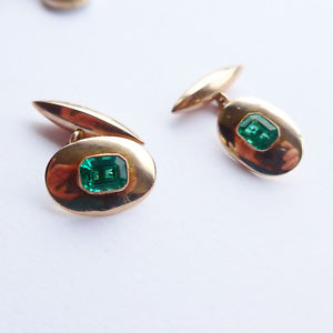 【送料無料】メンズアクセサリ―　アンティークアールデコゴールドエメラルドグリーンペーストfine antique art deco 9ct gold amp; emerald green paste stones c1930s ideal groom