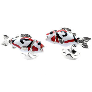 【貨物輸送無料】メンズ付属物― ディーキンフランシスシルバーエナメルカフリンクスdeakin and francis silver amp; enamel wiggling koi carp cufflinks