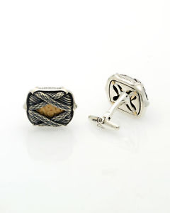 【貨物輸送無料】メンズ付属物― ｋイエローゴールドシルバーカフリンクmagerit 18k yellow gold and silver cuff links 19531