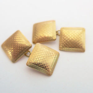 【貨物輸送無料】メンズ付属物― アールデコヴィンテージスクエアエンジンゴールドカフリンクスオンart deco vintage square engine turned 9コンピュータ断層撮影法 gold cufflinks wedding groom 1930s