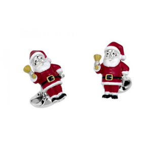【貨物輸送無料】メンズ付属物― スターリングシルバークリスマスサンタカフリンクスsterling silver christmas santa cufflinks