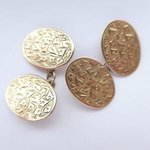 【貨物輸送無料】メンズ付属物― アンティークローズゴールドカフスボタンバーミンガムantique 9コンピュータ断層撮影法 rose gold engraved cufflinks birmingham 1912 boxed  wedding groom
