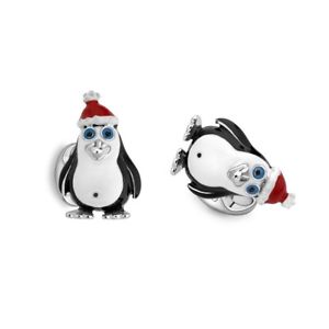 【貨物輸送無料】メンズ付属物― スターリングシルバークリスマスペンギンカフリンクスsterling silver christmas penguin cufflinks