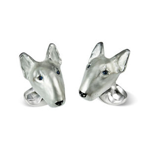 【貨物輸送無料】メンズ付属物― ディーキンフランシスブルテリアカフスボタンシルバーサファイアdeakin and francis english bull terrier cufflinks silver amp; sapphire eyes