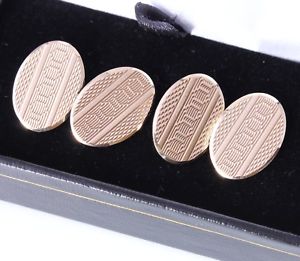 【送料無料】メンズアクセサリ―　ソリッドゴールドヴィンテージオーバルエンジンオンカフリンクスボックス9ct solid gold vintage oval engine turned cufflinks heavy 1959 gift boxed