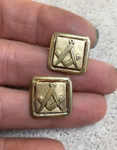 【貨物輸送無料】メンズ付属物― ビンテージゴールドカフスボタンカフリンクスロッジvintage masonic 9コンピュータ断層撮影法 gold cufflinks, cuff links, very nice, 114g,  lodge, masons