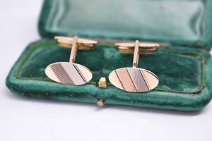 【貨物輸送無料】メンズ付属物― ヴィンテージゴールドアートトリコロールデザインアールデコカフリンクスvintage 18コンピュータ断層撮影法 gold art deco cufflinks with stunning tricolour design 909g b529