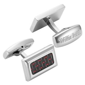【貨物輸送無料】メンズ添え物― ウィリスジャッドメンズステンレスカーボンファイバーカフリンクスwillis judd men’s stainless steel with red carbon fibre cufflinks