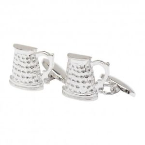 【送料無料】メンズアクセサリ―　ビールカフリンクスチェーンリンクbeer tankard cufflinks silver plated chain link