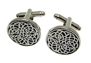 【送料無料】メンズアクセサリ―　カフスボタンセルティックデザインwedding cufflinks celtic design boxed silver cufflnks