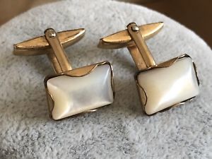【送料無料】メンズアクセサリ―　カフリンクスビンテージアンティークパールスラブパネルロールバックstunning rolled gold cufflinks vintage antique mother of pearl slab panels