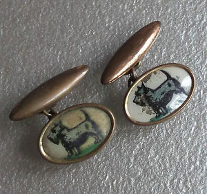 【送料無料】メンズアクセサリ―　ビンテージメンズカフリンクススコッティドッグcufflinks vintage mens cuff links scottie dog 1930s 1940s gilt traditionalカフス