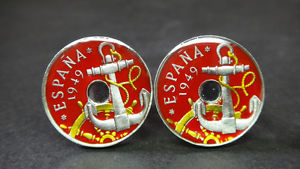 【送料無料】メンズアクセサリ― スペインエナメルコインカフスボタンアンカーspain enamelled coin cufflinks 50 centimos anchor