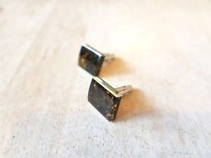 【貨物輸送無料】メンズ添え物― スターリングシルバーオレンジカフスボタンsterling silver cufflinks with amber stone  hand made