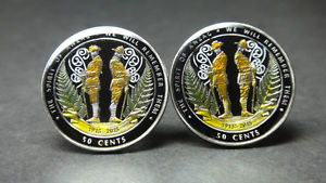 【送料無料】メンズアクセサリ― ニュージーランドコインカフスボタンセントアンザック2015  zealand coin cufflinks 50 cents the sprit of anzac