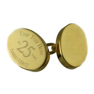 【送料無料】メンズアクセサリ―　チェーンカフリンクスhappy anniversary goldtone chain cufflinks engraved
