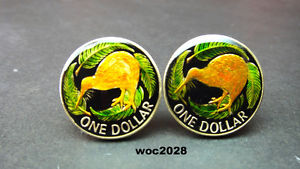 【送料無料】メンズアクセサリ― ニュージーランドエナメルコインキウイバードドルカフリンクス zealand enamelled coin cufflinks  kiwi bird dollar