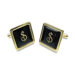 【貨物輸送無料】メンズ付属物― ドルドルスクエアカフリンクスgold dollar  sign square cufflinks