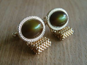 【送料無料】メンズアクセサリ―　ビンテージラップアラウンドメッシュカフスボタンメッシュvintage wraparound mesh cufflinks goldtone removable mesh lovely coloured stones