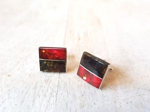 【送料無料】メンズアクセサリ―　スターリングシルバーオレンジカフスボタンsterling silver cufflinks with amber stone hand made