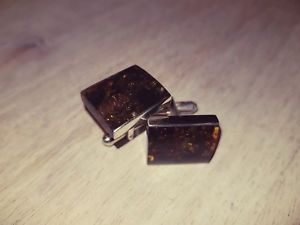 【貨物輸送無料】メンズ付属物― スターリングシルバーオレンジカフスボタンsterling silver cufflinks with amber stone  hand made