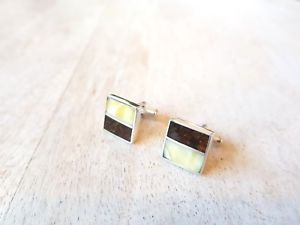 【貨物輸送無料】メンズ添え物― スターリングシルバーオレンジカフスボタンsterling silver cufflinks with amber stone  hand made
