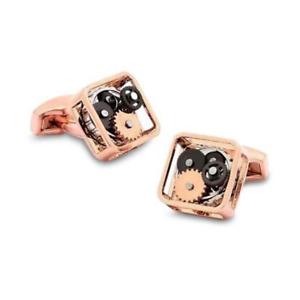 【貨物輸送無料】メンズ添え物― ギアスクエアローズゴールドカフリンクスsteampunk gears square rose gold cufflinks