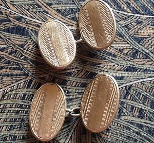 【貨物輸送無料】メンズ添え物― ビンテージアールデコメンズカフスボタンvintage art deco 1930s gold on silver machined oval mens cufflinks fathers day