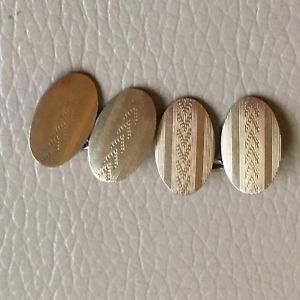 【貨物輸送無料】メンズ添え物― ビンテージレトロアールデコメンズカフスボタンゴールド1930s mens cufflinks gold on silver vintage retro art deco hgamp;s oval machined