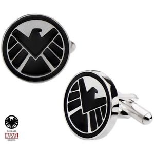 【貨物輸送無料】メンズ添え物― ステンレススチールカフスボタンmarvel shield cufflinks インチ stainless steel