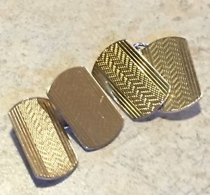 【貨物輸送無料】メンズ付属物― ビンテージレトロアールデコリンクメンズカフスボタンゴールド1930s mens cufflinks 9 コンピュータ断層撮影法 gold on silver vintage retro art deco machined link