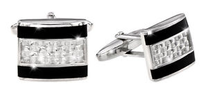 【貨物輸送無料】メンズ付属物― スクエアスターリングシルバーエナメルカフリンクsquare cuff links made of sterling silver enameled