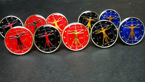 【貨物輸送無料】メンズ添え物― イタリアレオナルドダビンチコインカフスボタンドルマンエナメルitaly enamelled coin cufflinks  dollar the vitruvian man by leonardo 地方検事 vinci