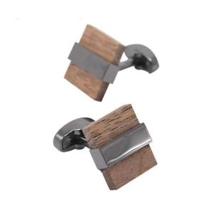 【貨物輸送無料】メンズ添え物― スクエアカフスボタンメンズフレンチカフビジネス10xwood square cufflinks mens french cuff business solid wood c6s2