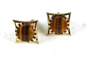 【送料無料】メンズアクセサリ―　19605シールド3116sgoldtoneカフスリンク1960s goldtone tiger eye cufflinks by an s within a 5 sided shield 3116 16,546円