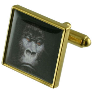 【送料無料】メンズアクセサリ―　カフスリンクape gold square cufflinks with engraved personalised case