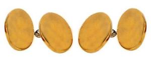 【貨物輸送無料】メンズ付属物― ダブルゴールドメッキチェーンplain polished double oval gold plated chain cufflink
