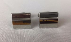 【送料無料】メンズアクセサリ― メンズシルバースクエアカフスボタンブラウンmens reiss square cufflinks in silver amp; brown