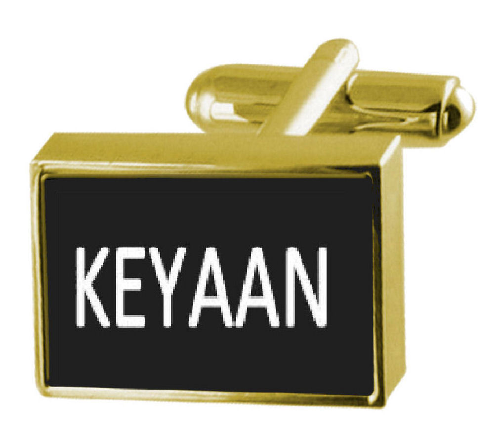 【送料無料】メンズアクセサリ― ボックスカフリンクスengraved box goldtone cufflinks name  keyaan