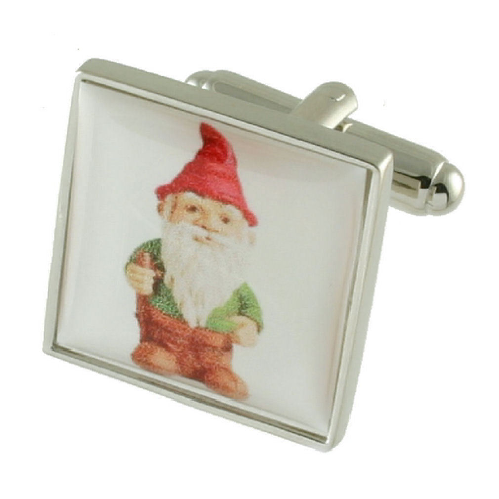【貨物輸送無料】メンズ添え物― カフリンクスガーデンボックスオンcuff links garden gnome engraved personalised box