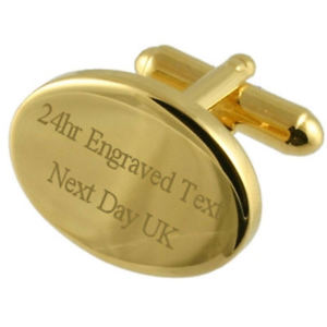 【送料無料】メンズアクセサリ― メッセージボックスカフリンクスengraved goldtone oval cufflinks in message box