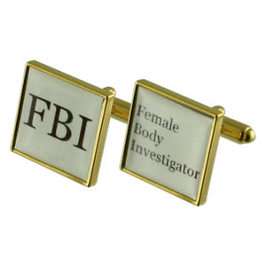 【送料無料】メンズアクセサリ― ゴールドスクエアカフリンクスfbi fun gold square cufflinks with engraved personalised case