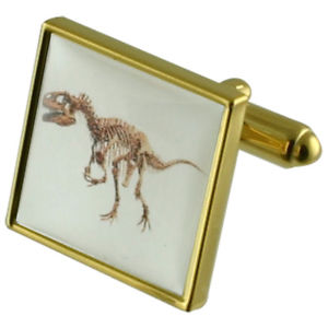 【送料無料】メンズアクセサリ― ゴールドスクエアカフリンクスdinosaur  gold square cufflinks with engraved personalised case