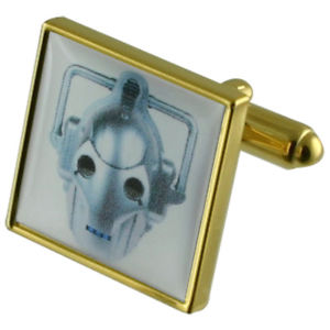 【送料無料】メンズアクセサリ― サイバーマンゴールドスクエアカフリンクスcyber man science gold square cufflinks with engraved personalised case