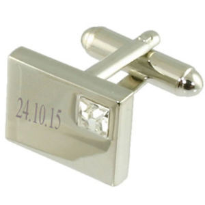 【送料無料】メンズアクセサリ&mdash;　メッセージボックスカフスボタンクリアclear white rectangular engraved cufflinks in message box｜hokushin