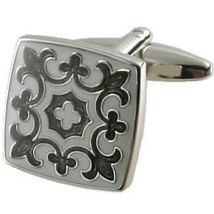 【送料無料】メンズアクセサリ― チューダーグレーカフスボタンオプションボックスオンtudor grey cufflinks optional engraved personalised box