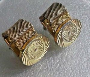 【送料無料】メンズアクセサリ&mdash;　ビンテージメンズカフリンクスチェーンメッシュラップアラウンドcufflinks vintage mens cuff links 1960s 1970s goldtone chain mesh wraparound｜hokushin