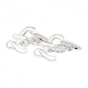 【貨物輸送無料】メンズ佩び物― スターリングシルバーシャープカフリンクスsterling silver pound symbol  chainlink cufflinks