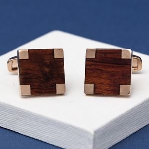【送料無料】メンズアクセサリ― ローズゴールドカフリンクスwood and rose gold cufflinks