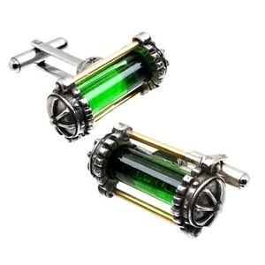 【貨物輸送無料】メンズ佩び物― ゴシックカフスボタンボックスグリーンicial alchemy gothic miasmatic reactor core cufflinks  gift boxed green